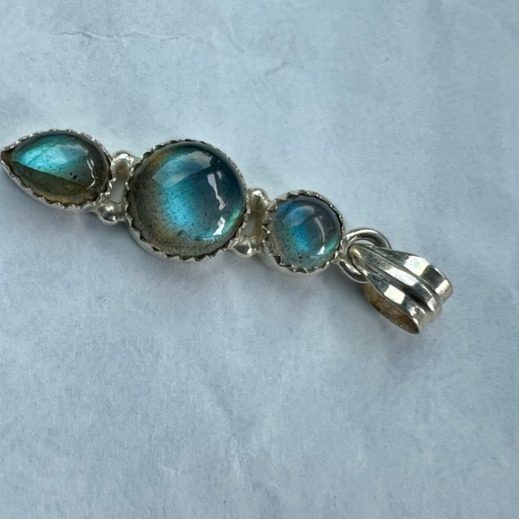 Labradorite Trio Blue Flash Pendant - Picture 3 of 4